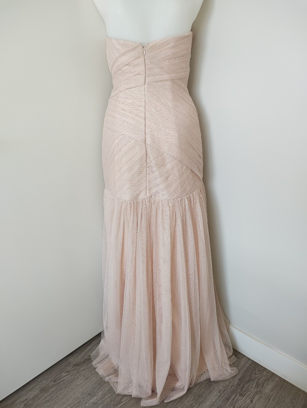 Vintage Vera Wang White Strapless Blush Pink Tulle Evening Gown - Picture 8 of 16